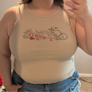 Shania Graphic Tank Top- Beige